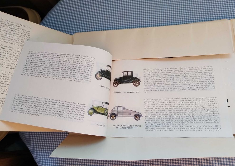 Automobilul ieri,Carte joc de decupat și asamblat,vechi JECO, comunism
