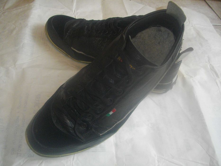 №44-Мъжки Черни Маратонки Спортни Обувки-Ест.Кожа-Унгарски-Почти Нови
