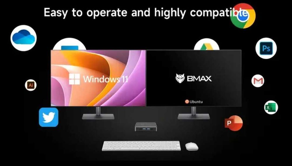 Продавам мини компютър BMAX PC – Intel N95 / 12GB LPDDR5 / 256GB SSD