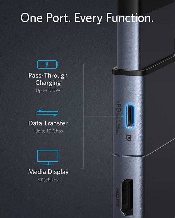 Anker PowerExpand 9-in-2 USB-C Media Hub, 100W->85W PD*