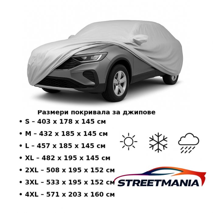 Покривало брезент за джипове – различни размери, С, М, Л, Хл, Ххл