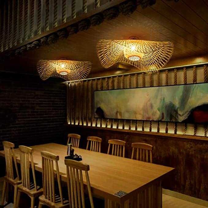 Намален с 20 лв! Ретро естествен бамбуков полилей ратан  Винтидж таван