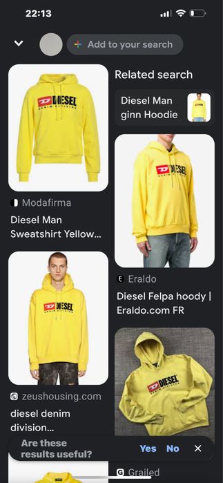 Дизел/Diesel жълт суичър