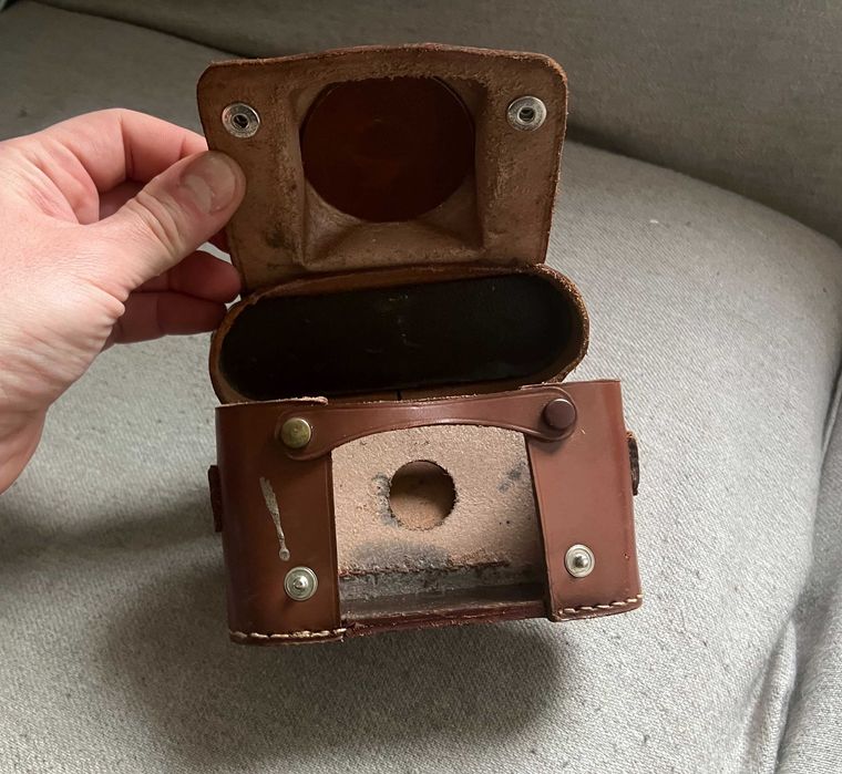 Toc piele vintage aparat foto vechi etui camera analogica