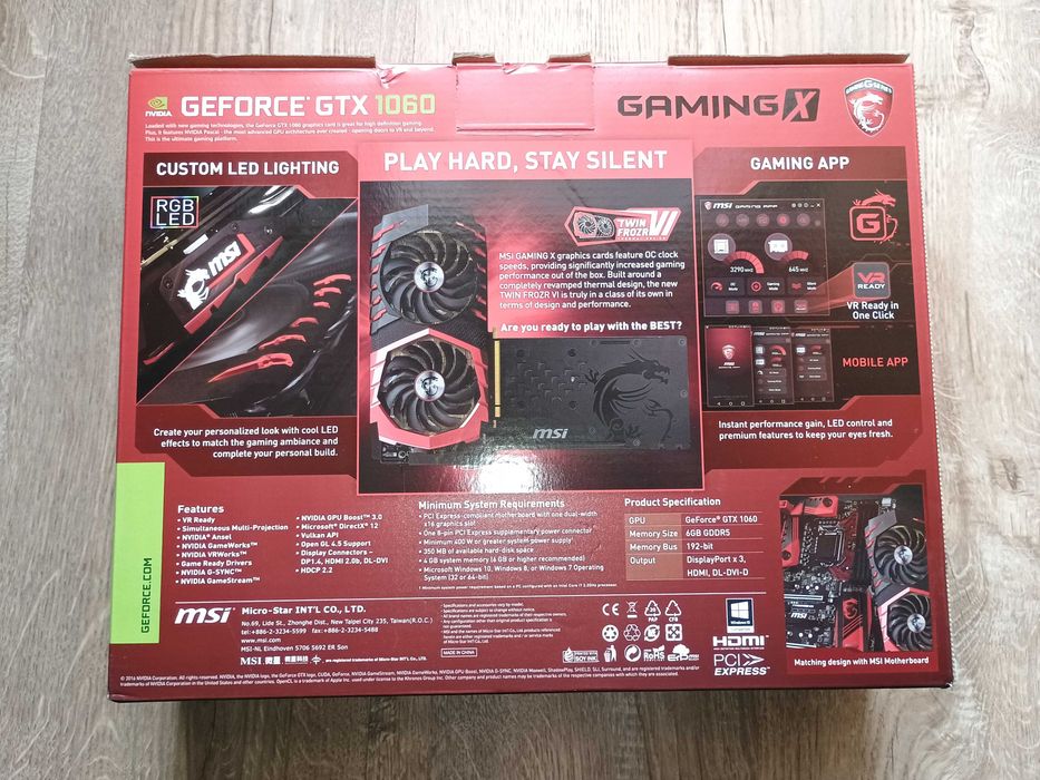Placa video Geforce GTX 1060 MSI Gaming X Twin Frozr VI