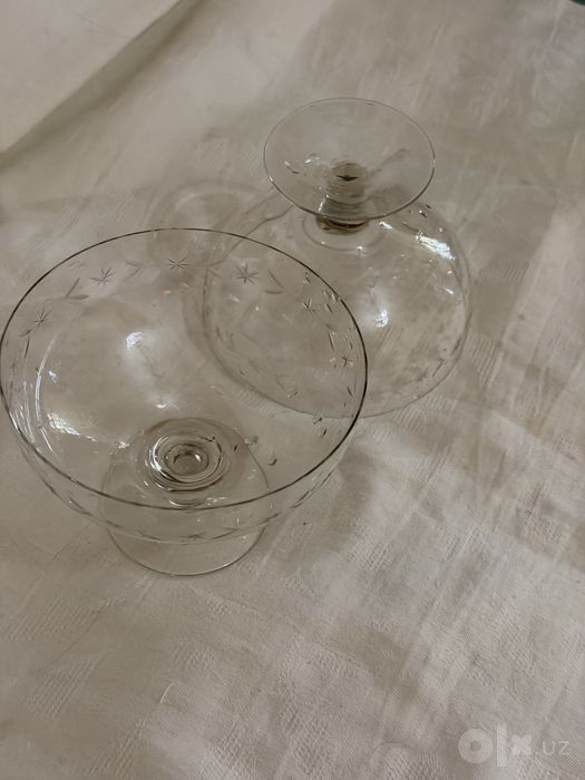 Вазы манежницы для конфет из тонкого стекла, СССР