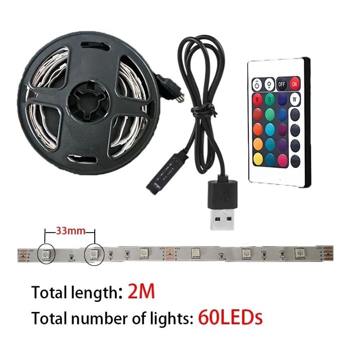 Banda led cu telecomanda 5m / RGB Banda led cu alimentare priza