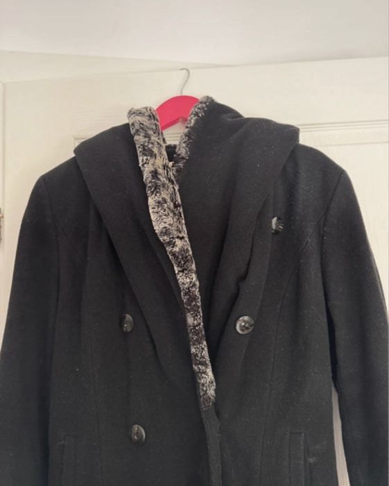 Palton lung cu gluga si blanita