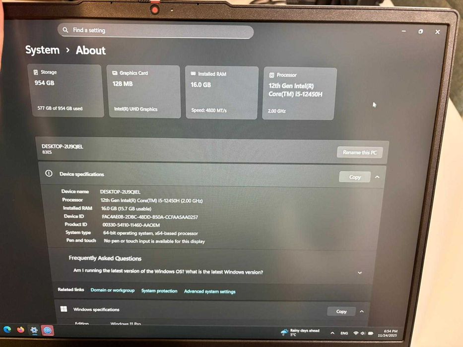 Laptop Lenovo IdeaPad Slim 3 16IAH8, i5 12450H, 16GB, 1TB, Arctic Grey