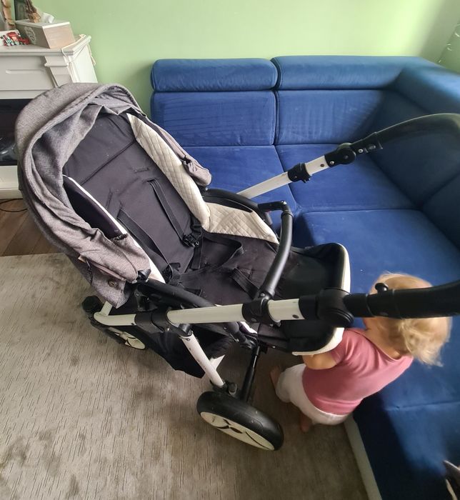 Carucior 3 in 1 venicci gri cu alb