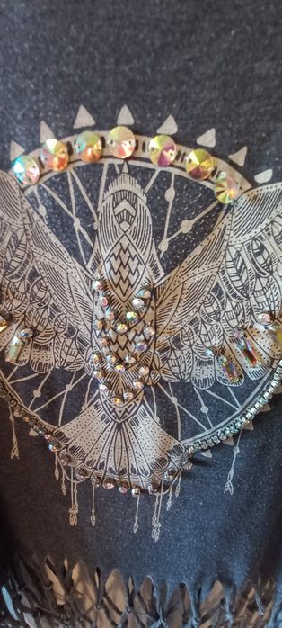 Потник с ресни и камъни (Размер XS/S)/Design Lab Boho Fringe Eagle Tank Top