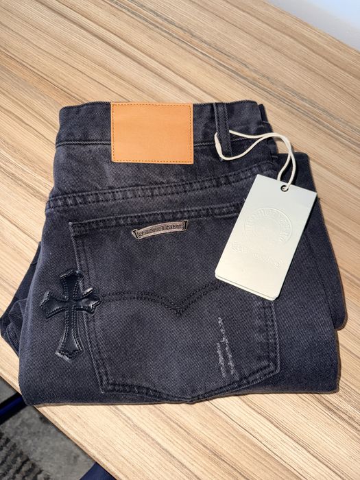 Blugi negri chrome hearts