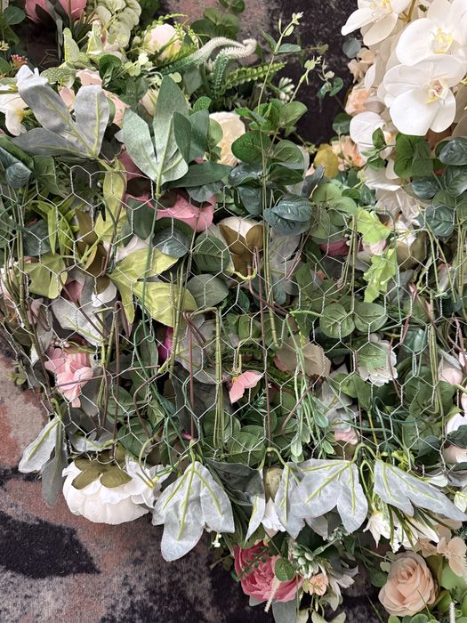 Vand covor flori artificiale pe plasa