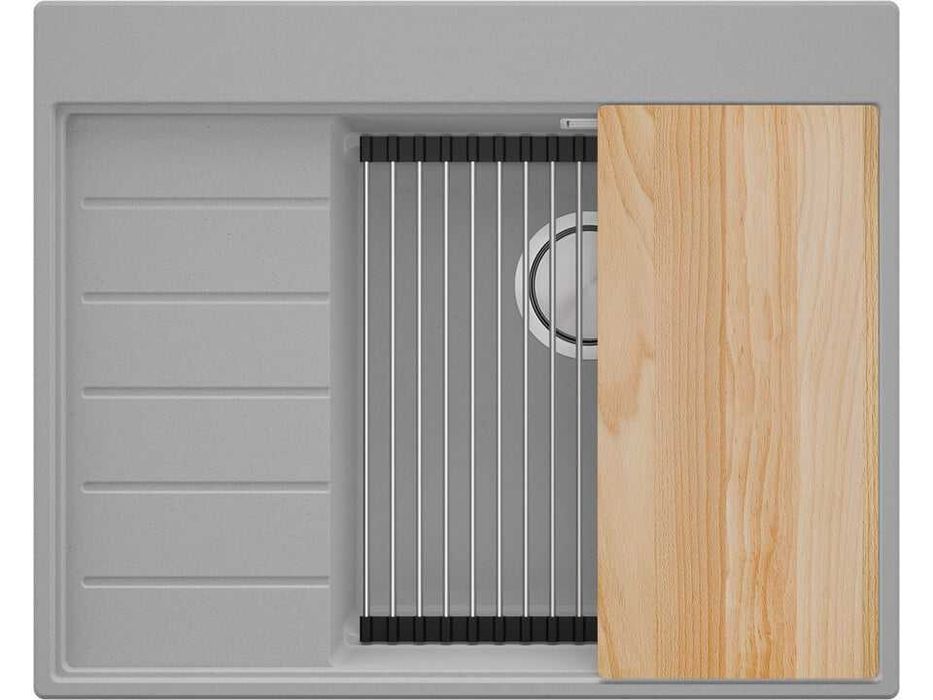 Сива гранитна кухненска мивка Сидни 620-45 Ergo Multilevel 620х500