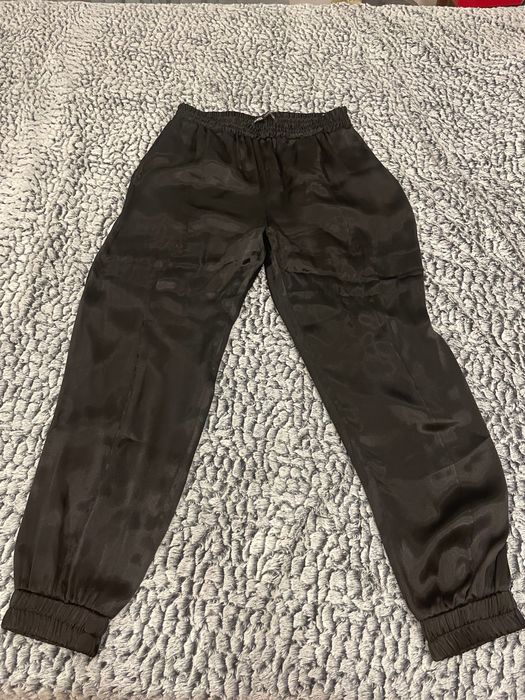 Vand pantalon baggy,vara satin de viscoza,negri,Zara,XL,elastic talie