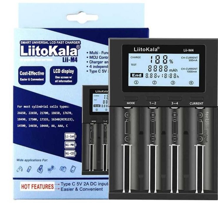 Incarcator inteligent pt acumulatori AA AAA 18650 14500 10440 20700