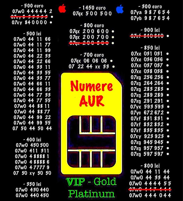 Numere. GOLD ‼️ NumarVipAurPlatinaSilver * Cartela Sim Lux