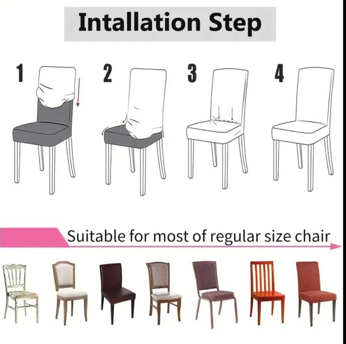 Set 4 huse universale cu elastic pentru scaun, desing deosebit