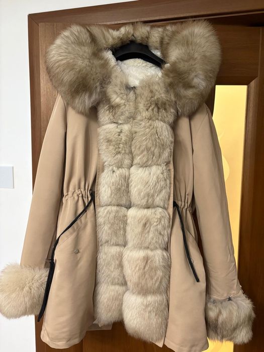 Geaca Parka Lunga blana naturala vulpe