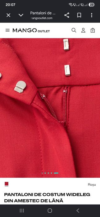 Pantaloni 41% lana Mango, noi, cu eticheta