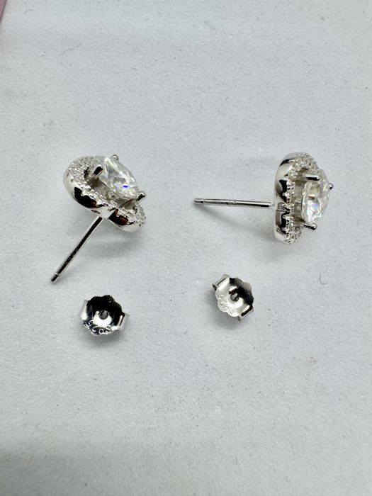 Сребърни обеци с мойсанит (диамант) 1 карат