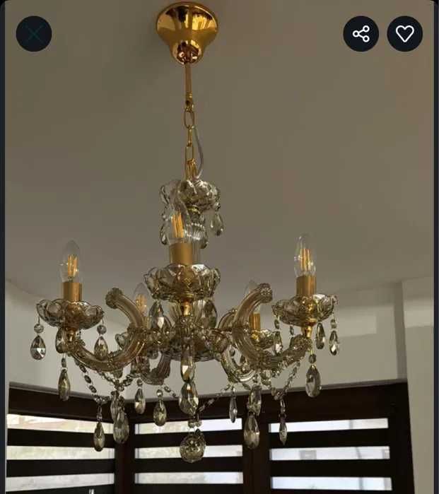Vand Lustra 5 brate cristal stil clasic, CALLAS GOLD, MOBEXPERT