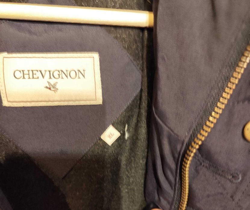 Geaca parka XL XXL CHEVIGNON puf si pene premium albastru