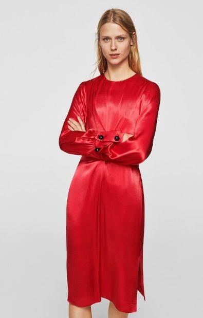 Rochie din satin deosebita de efect chic classy eleganta rosu