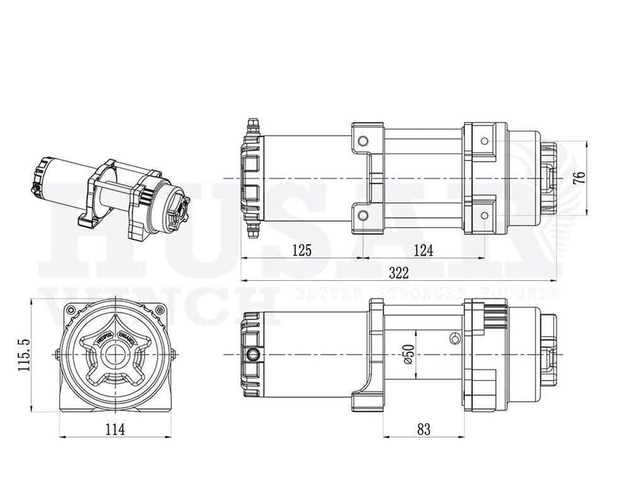 Troliu electric 12V,cablu de otel,4500 LBS marca HUSAR