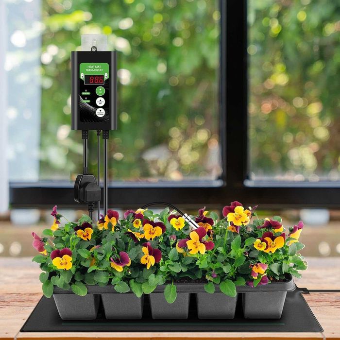 Комплект нагревателна подложка и термостат за разсад, за терариум