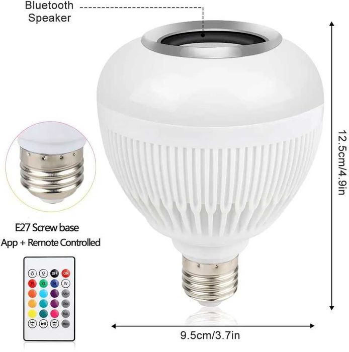 Топ хит Диско Блутуд Bluetooth колона крушка цвят музика лед RGB