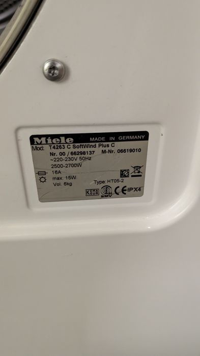 За ремонт или части - Сушилня Miele T4263 C Softwind Plus