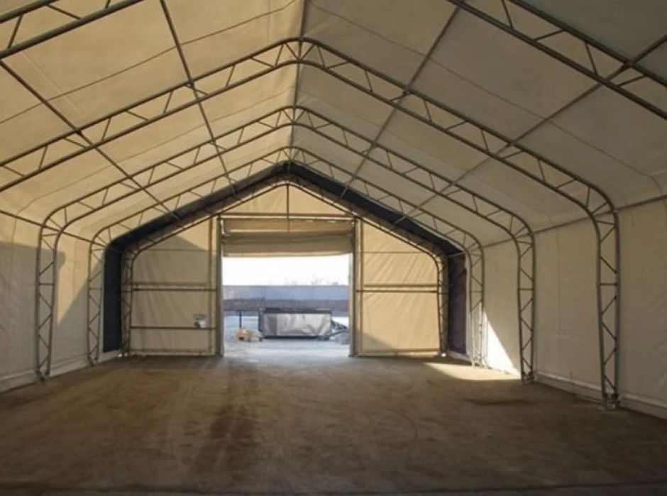 Cort depozitare industrial 10x24,4x5,2m, tip casă, Alb/Gri