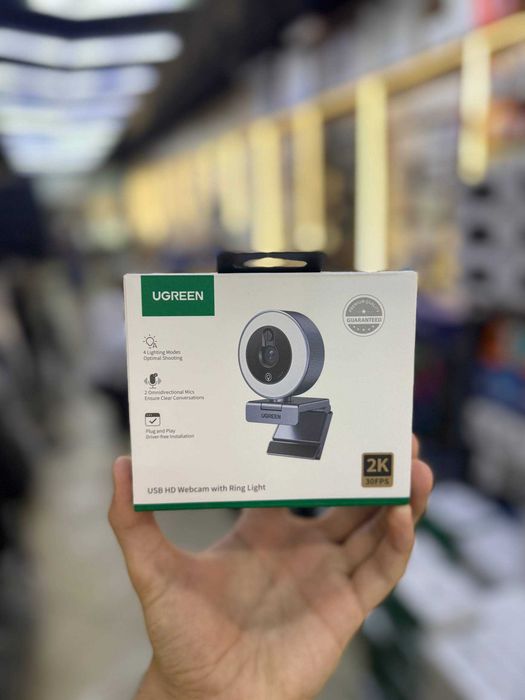 Ugreen USB HD Webcam 2K with Ring Light 30FPS Веб-камера с подсветкой