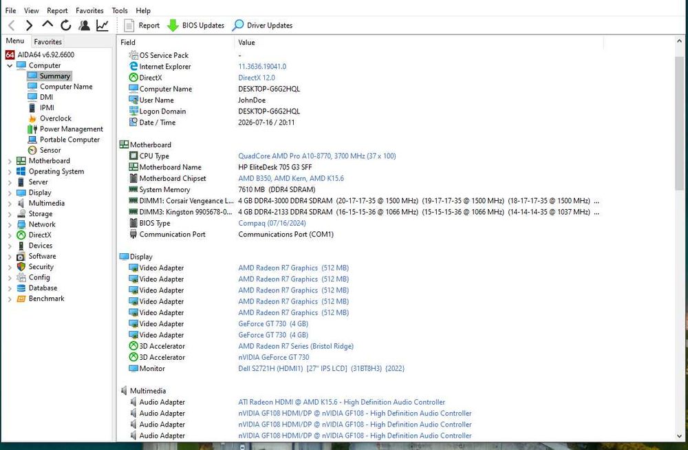 HP Elitedesk 705 G3 SFF, AMD PRO A10-8770 3.5GHz