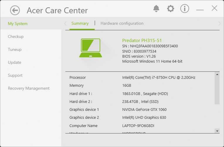 Acer Predator PH315-51 | Intel i7-8750H | GTX 1060 6GB | 144Hz screen