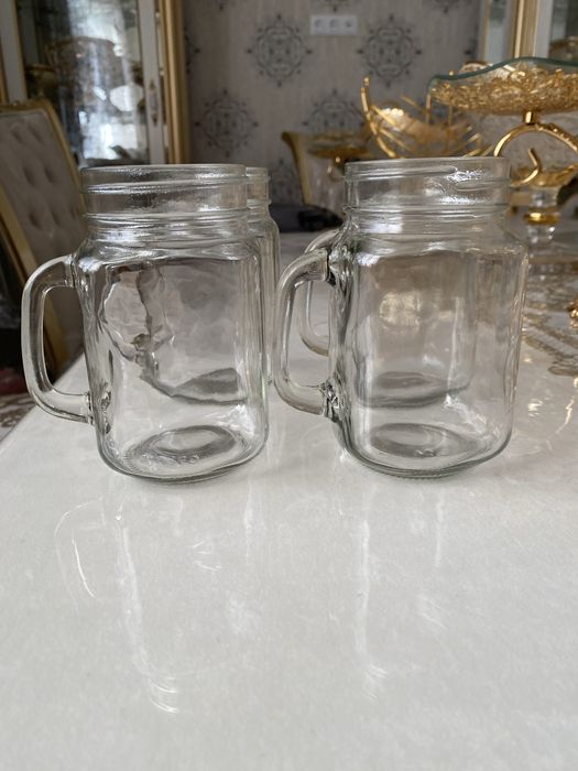 Продаются стеклянные кружки-банки , бакал