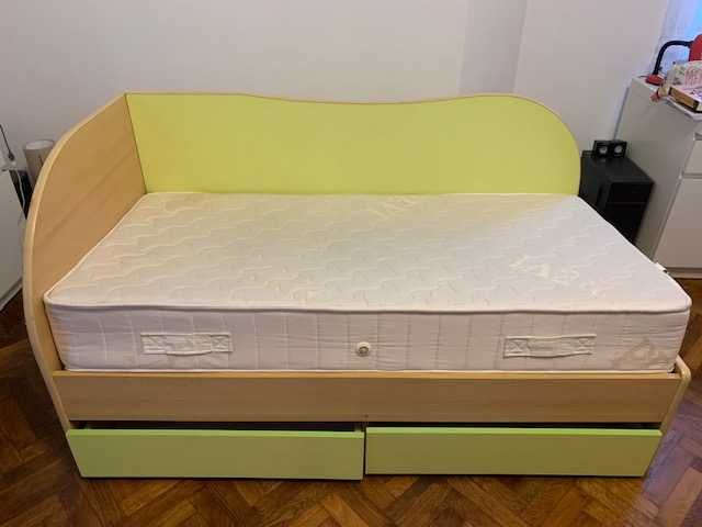 Pat copii single 160x80cm cu saltea inclusa