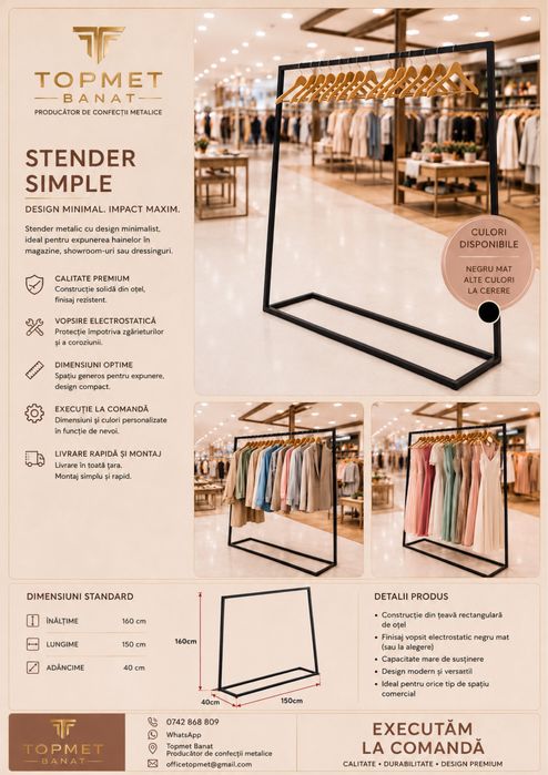Stendere metalice rafturi suport pentru haine umerase pentru magazine dresing imbracaminte