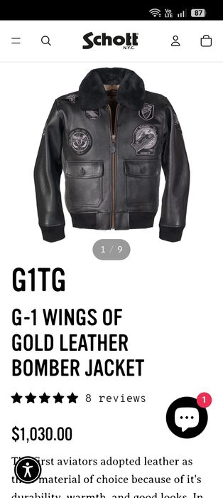 Geaca Pilot Aviator U.S.Navy G-1 SCHOTT Top Gun*Wings Of Gold