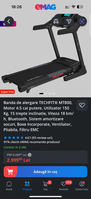 Vand Banda de Alergare TECHFIT MT800