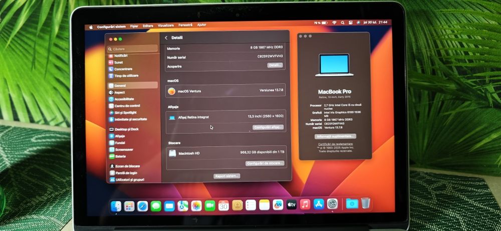 MacBook Pro 13" Retina Early 2015 – i5, 8 GB RAM, SSD 1 TB, baterie nouă (1 ciclu de încărcare)