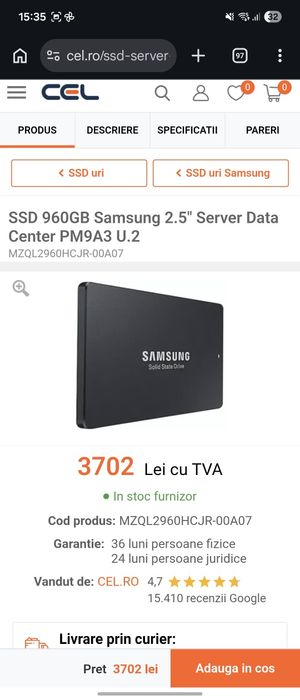 SAMSUNG Pm9a3 MZ-QL29600 - SSD - 960 Gb - Pci Express 4