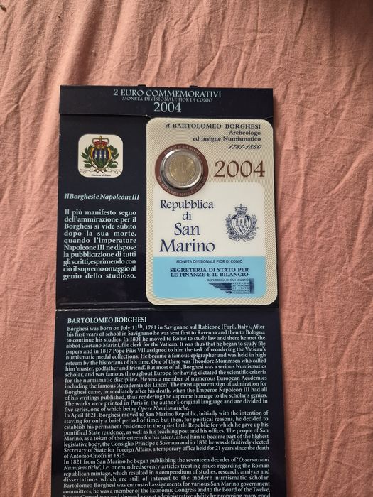 Сет Сан Марино 2 евро, 2004 Borghesi, 2005 Galileo Galilei, San Marino 2 euro