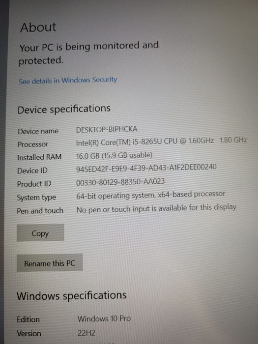 Impecabil Laptop HP ProBook i5 8265U CPU 16GB RAM Windows 10 nou 512gb