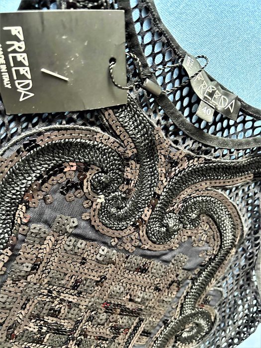 Body de plasa negru cu aplicatii de paiete negre Freeda