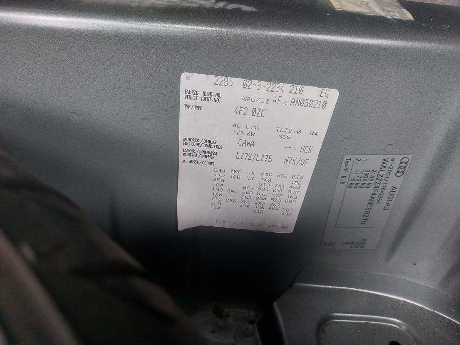 Bara fata -Orice piesa AUDI A6 C6 4F Facelift S-line 2.0 Caha LZ7S HCK