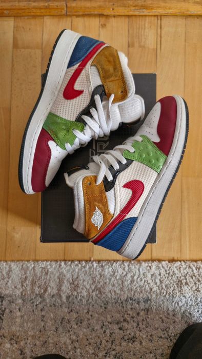 Air Jordan 1 Mid SE (GS) Messy Room Patchwork, mărimea 38.5