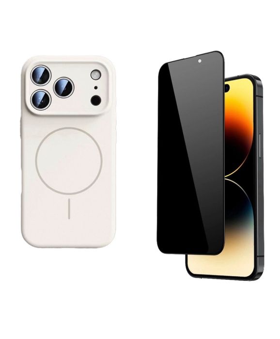 Husa Magsafe Softin si Folie Sticla Privacy Iphone 17/PRO/PRO MAX/AIR