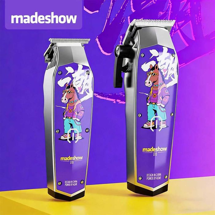Професионален фризьорски барбер комплект Madeshow D8 2026 – клипер за Fade преливки и T-Blade контурен тример